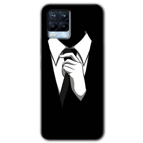 MRCİLETİSİM Realme 8 Pro Kılıf Baskılı Kapak - Smokin + 5D Tam Kaplayan Cam