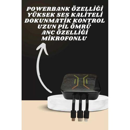 Powerbank Kulaklık Ve 7 Kordonlu Akıllı Saat Çoklu Şarj Girişi Bluetooth Bağlantılı