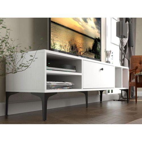 Wood'n Love Milan Tv Ünitesi Minifiks Bağlantı , Dolap Metal Ayak - Beyaz / Siyah