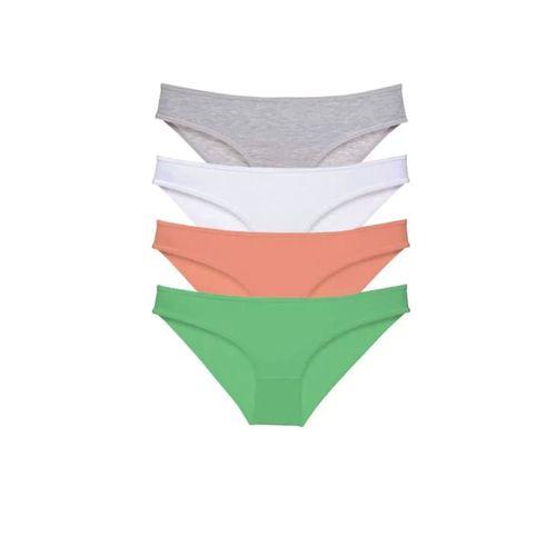 4 Adet Süper Eko Set Likralı Kadın Slip Külot Gri Beyaz Pudra Yeşil
