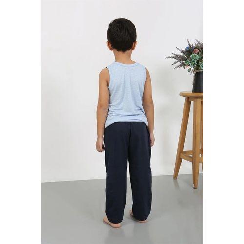 Erkek Çocuk Sıfır Kol Penye Pijama Takım Mavi