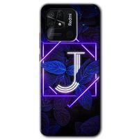 Xiaomi Redmi 10C Kılıf HD Desen Baskılı Arka Kapak - Dark Neon Yaprak J Harfi