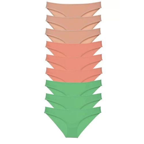 9 Adet Süper Eko Set Likralı Kadın Slip Külot Ten Pudra Yeşil
