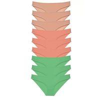 9 Adet Süper Eko Set Likralı Kadın Slip Külot Ten Pudra Yeşil