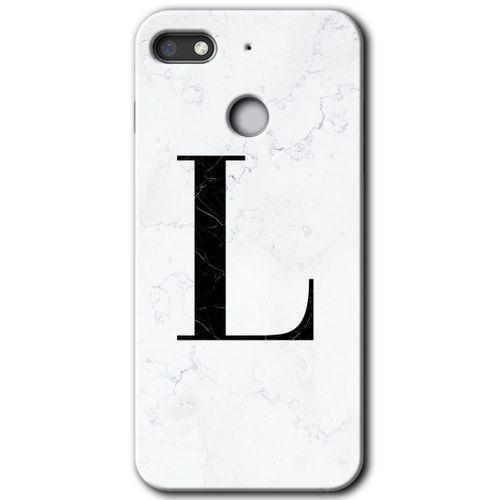 GM 8 Go Kılıf HD Desen Baskılı Arka Kapak - Beyaz Mermer Desenli L Harfi + Kırılmaz Cam