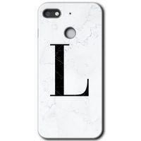 GM 8 Go Kılıf HD Desen Baskılı Arka Kapak - Beyaz Mermer Desenli L Harfi + Kırılmaz Cam