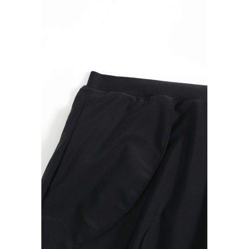 Kadın Siyah Yırtmaçlı Etek Görünümlü Şık Deniz Şortu