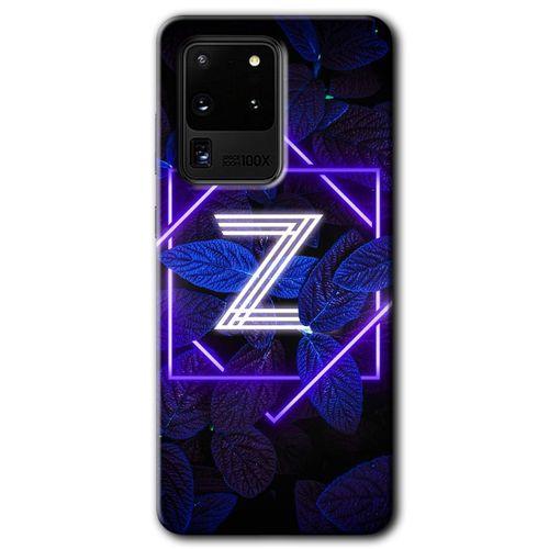 Samsung Galaxy S20 Ultra HD Baskılı Kılıf + 9D Tam Ekran Koruyucu - Dark Neon Yaprak Z Harf