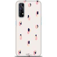 Realme 7 Kılıf HD Baskılı Kılıf - Pembe Lacivert + Tam Ekran Koruyucu