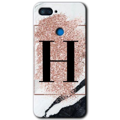 Xiaomi Mi 8 Lite Kılıf HD Desen Baskılı Arka Kapak - Pembe Mermer Desenli H Harfi