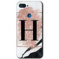 Xiaomi Mi 8 Lite Kılıf HD Desen Baskılı Arka Kapak - Pembe Mermer Desenli H Harfi