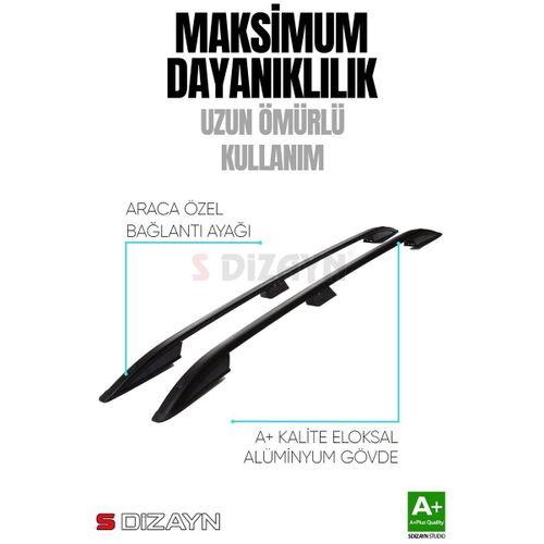 S-Dizayn VW Caddy 4 Uzun Şase Aluminyum Siyah Tavan Çıtası 2020 Üzeri A+ Kalite
