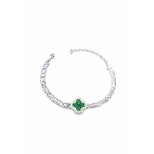 Taşlı VC Yonca Bileklik - Yeşil