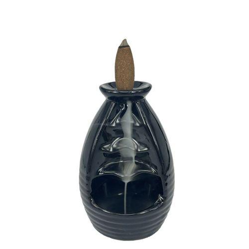 Porselen Geri Akış Tütsü Brülörü +5 Aromatik Tütsü CA4 Siyah