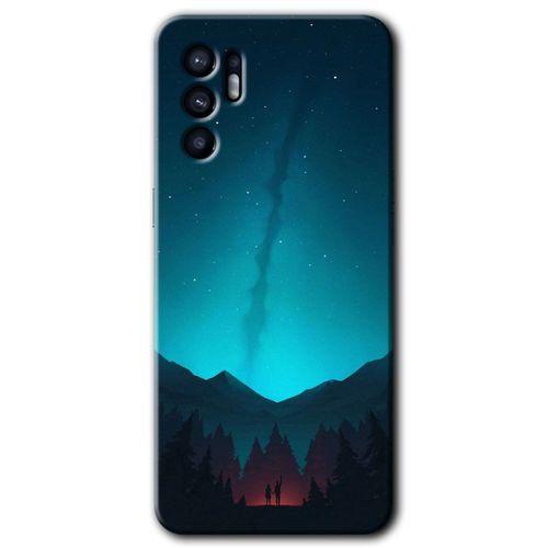 OPPO Oppo Reno 6 Kılıf HD Desen Baskılı Arka Kapak + Temperli Cam - Night Fores Mount