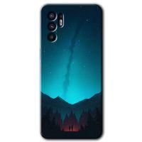 OPPO Oppo Reno 6 Kılıf HD Desen Baskılı Arka Kapak + Temperli Cam - Night Fores Mount