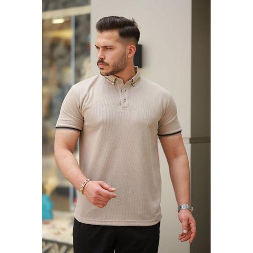 Erkek Düğmeli Yaka Waffle Kumaş Kısa Kollu Tişört