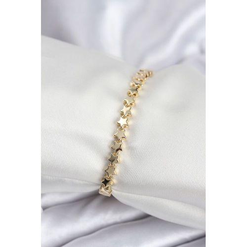Pirinç VIP Seri Gold Renk Sıralı Yıldız Model Kadın Bileklik - TJ-BB7939