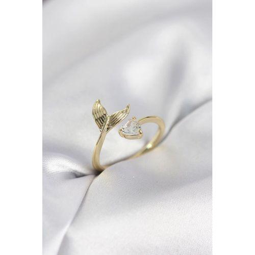 Balık Kuyruğu Model Gold Renk Zirkon Taşlı Kadın Yüzük