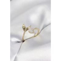 Balık Kuyruğu Model Gold Renk Zirkon Taşlı Kadın Yüzük