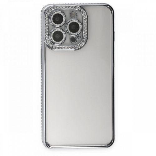 iPhone 13 Pro Kılıf Joke Taşlı Silikon - Gümüş