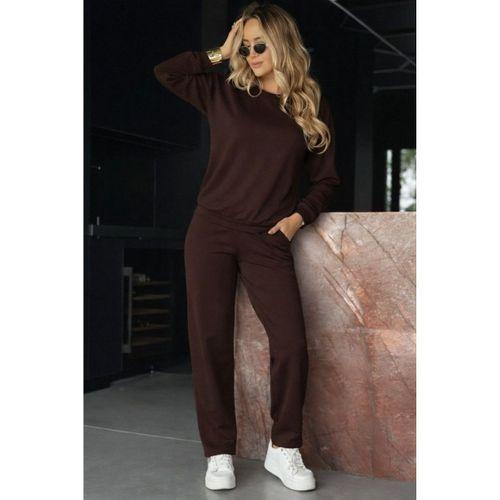 Kadın Uzun Kollu Bisiklet Yaka Viskon Iki Iplik Bluz Ve Pantolon Ikili Takım
