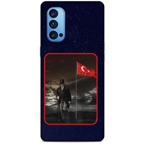 Oppo Reno 4 Pro Kılıf Atatürk (40) Fit Silikon Kılıf Gece Yıldızlar
