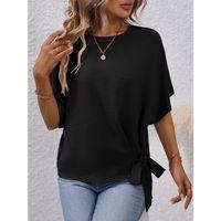 Kadın Kısa Kollu Bisiklet Yaka Yandan Bağcıklı Aerobin Bluz