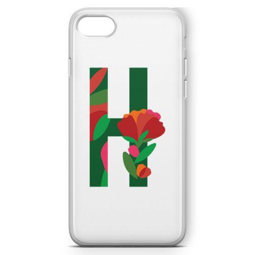 Apple iPhone SE 2020 Kılıf H Harfi Çiçekli Arka Kapak Koruma Desenli Full Koruyucu