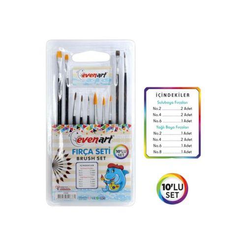 EVENART SULUBOYA ve YAĞLI BOYA  FIRÇALARI ( 10' lu SET)