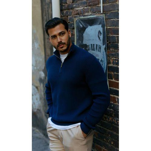 Erkek Balıkçı Zip Yaka Uzun Kollu Triko