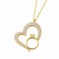 Gümüş Tektaşlı Gold Kalp Kadın Kolye