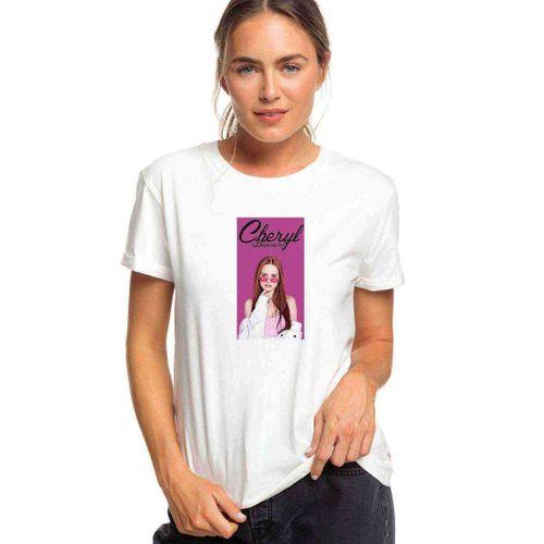 Riverdale Cheryl Blossom Baskılı Beyaz Kadın Tshirt