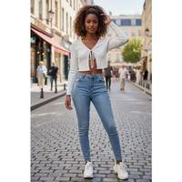 Kadın Beyaz Uzun Kollu Önden Bağlama Detaylı Crop Top Bluz