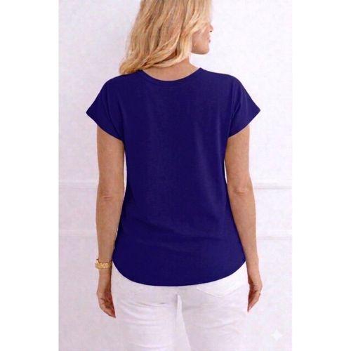 Kadın V Yaka Kısa Kol Dokuma Viskon Kumaş Bluz