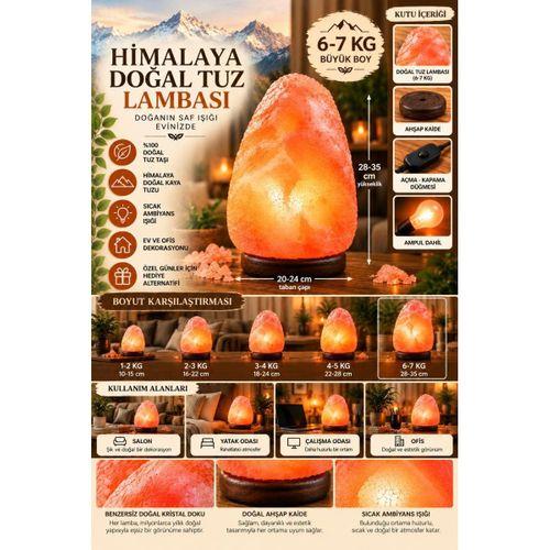 Himalaya 6-7 Kg Doğal Kaya Tuzu Lambası Ahşap Kaideli Dekoratif Ortam Lambası