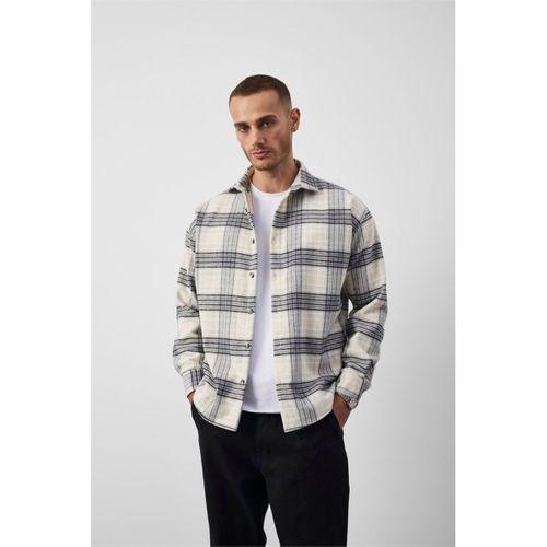 Brandon Relaxed Fit Pamuklu Geniş Çizgili Oduncu Erkek Gömlek - Açık Mavi