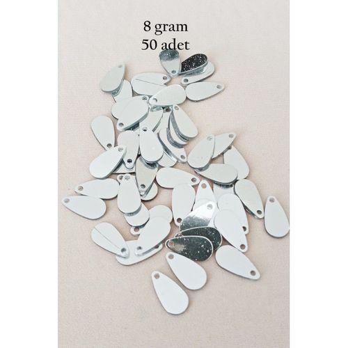 Oya Abiye Bileklik Kolye Pleksi Metalik Plastik Pul Gümüş Renk 8 gram 50 adet - BNC531