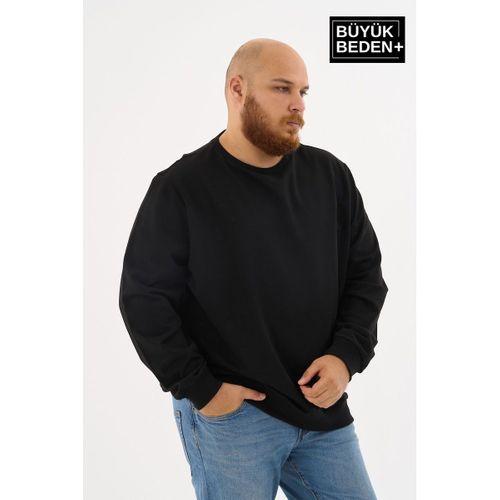 Erkek Büyük Beden Bisiklet Yaka ince Sweatshirt SPR24BSW56