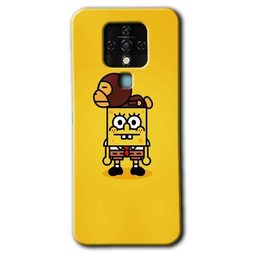 Tecno Camon 16 HD Baskılı Kılıf + 9D Tam Ekran Koruyucu - Sünger Bob