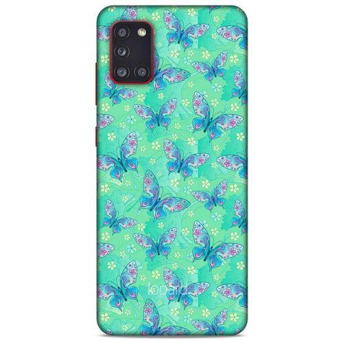 Samsung Galaxy A31 Kılıf Kelebek Etkisi (10) Full Koruma Kılıfı Fuşya Yeşil