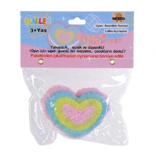 Eğlenceli Stres Atıcı Sukuşi Slime Renkli Kalp Poşette