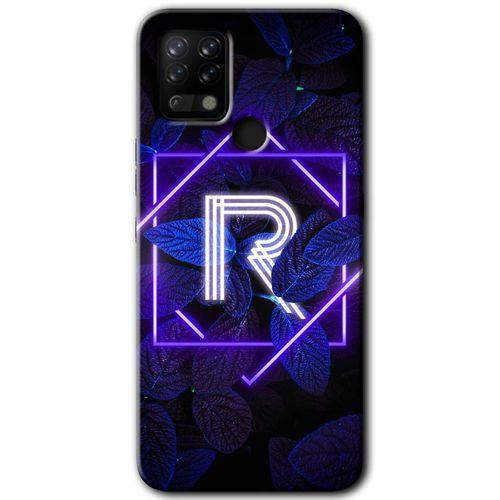 Tecno Pova Kılıf HD Desen Baskılı Arka Kapak - Dark Neon Yaprak R Harfi
