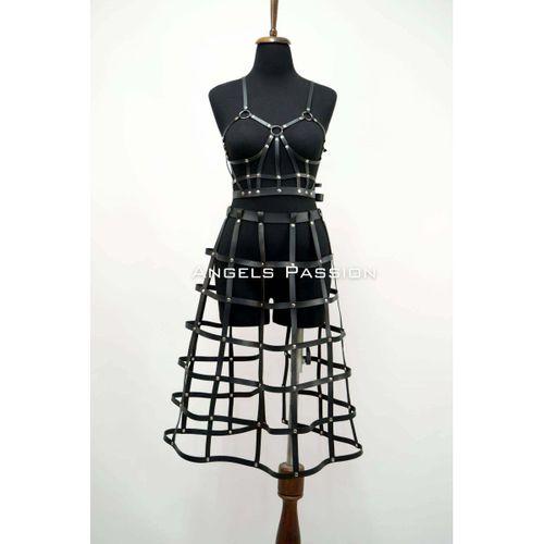 Deri Etek Ve Deri Göğüs Harness Takım, Cosplaywear - Brf1013