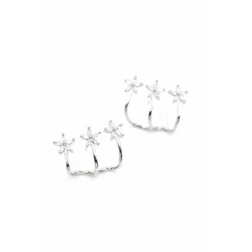 Üçlü Çiçek Küpe - Gümüş