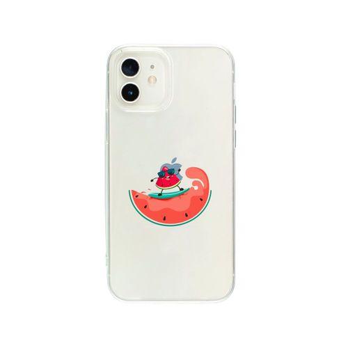 iPhone 12 Sörfçü Karpuz Desenli Premium Şeffaf Silikon Kılıf