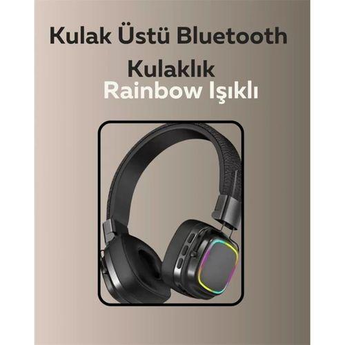Bluetooth 5.3 Rainbow Işıklı Kulak Üstü Kablosuz Kulaklık