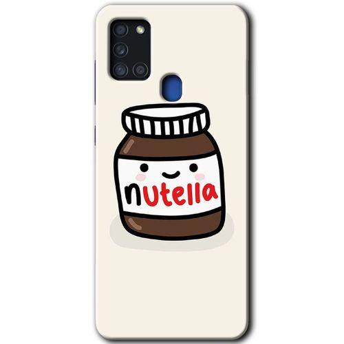 Potkal Hediye Fabrikası Samsung Galaxy A21s HD Baskılı Kılıf + 9D Tam Ekran Koruyucu - Nutella Aşkım