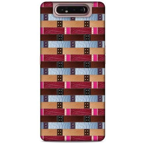 Samsung Galaxy A80 Kılıf Patchwork (45) Liquid Air Kılıf Bordo Gri