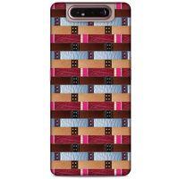 Samsung Galaxy A80 Kılıf Patchwork (45) Liquid Air Kılıf Bordo Gri